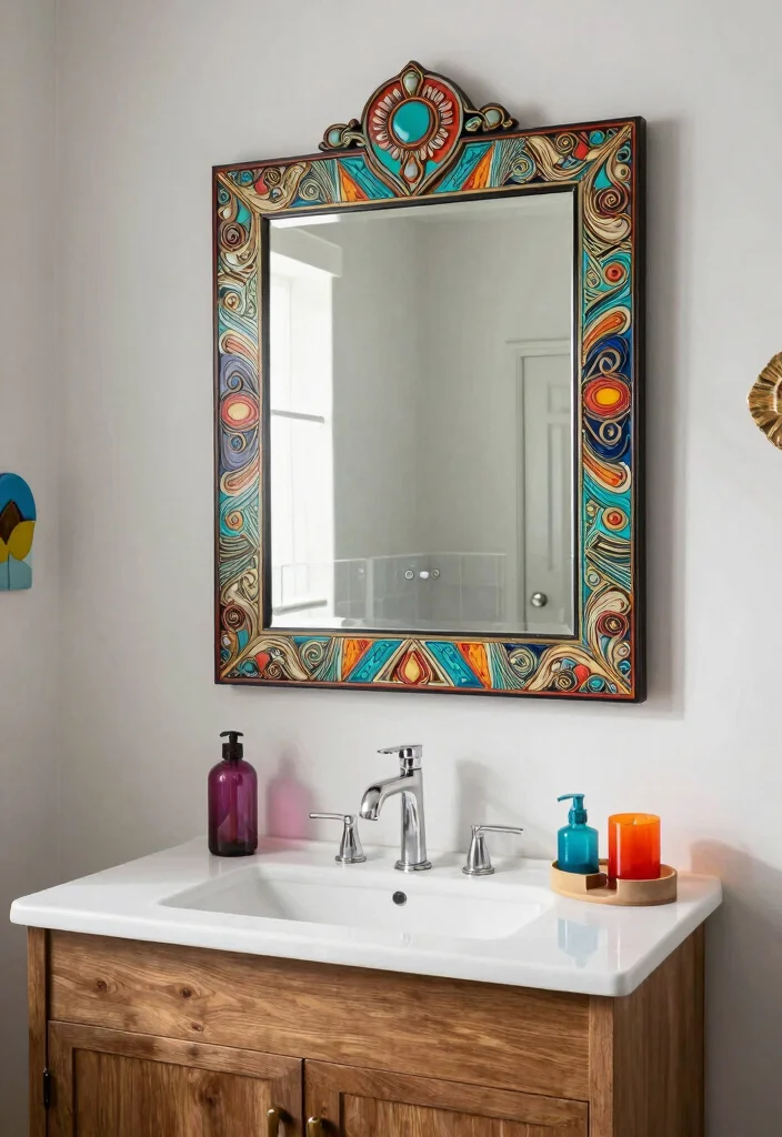 16 Bathroom Vanity Mirrors Double Sink Ideas With Luxe Style - 12. Artistic Mirrors as Focal Points 1