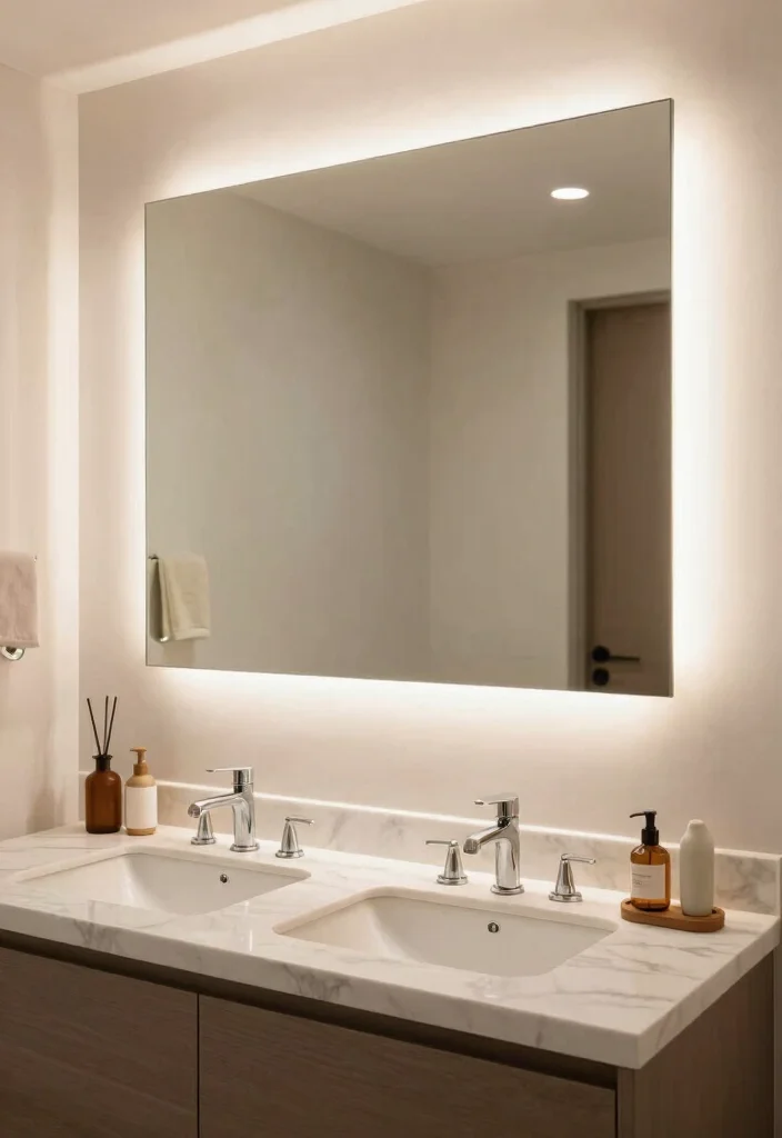 16 Bathroom Vanity Mirrors Double Sink Ideas With Luxe Style - 4. Glamorous Backlit Mirrors 1