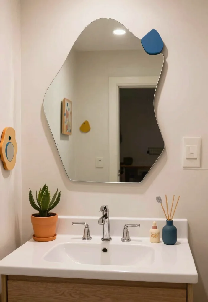 16 Bathroom Vanity Mirrors Double Sink Ideas With Luxe Style - 9. Unique Shaped Mirrors for a Funky Twist 1
