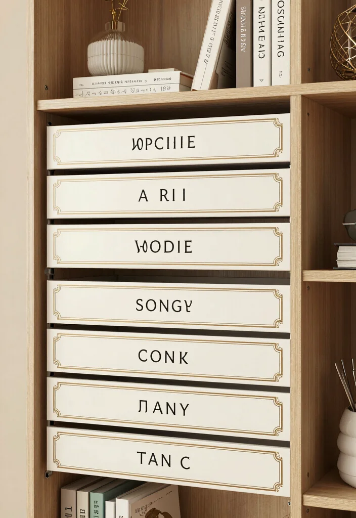 16 Tall Bookshelf Styling Ideas That Look Designer Curated - 12. Stylish Labels 1