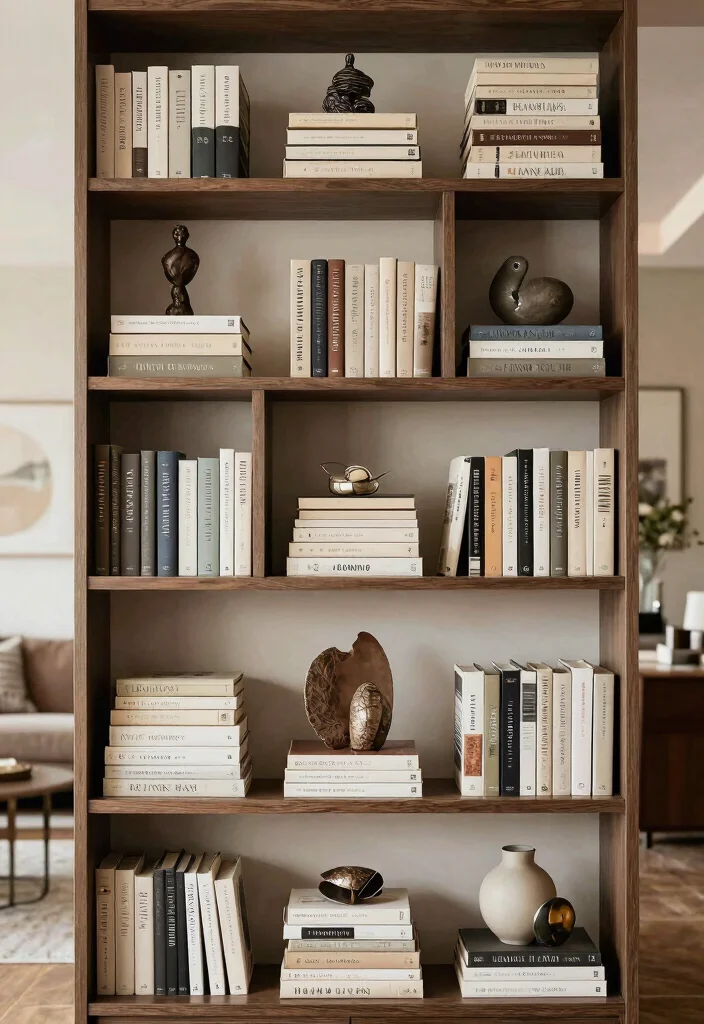 16 Tall Bookshelf Styling Ideas That Look Designer Curated - 13. Shelf Styling with Height Variety 1