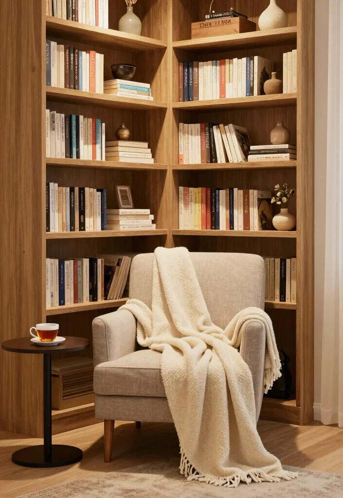 16 Tall Bookshelf Styling Ideas That Look Designer Curated - 16. Curate a Reading Nook 1