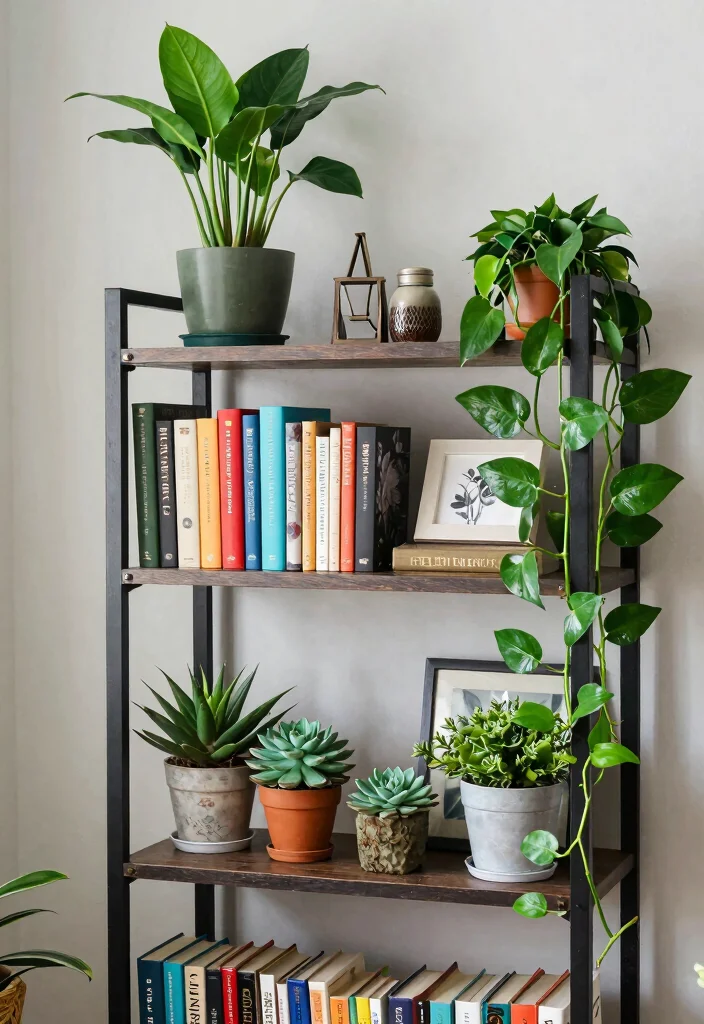 16 Tall Bookshelf Styling Ideas That Look Designer Curated - 4. Incorporate Greenery 1