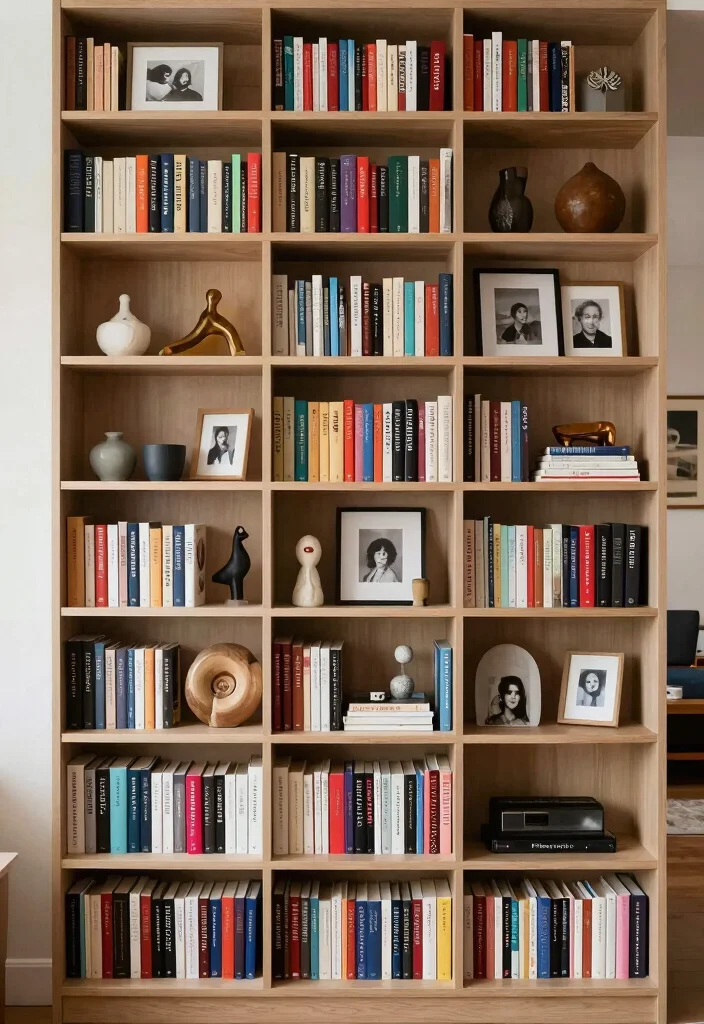 16 Tall Bookshelf Styling Ideas That Look Designer Curated - 5. Mixed Media Display 1