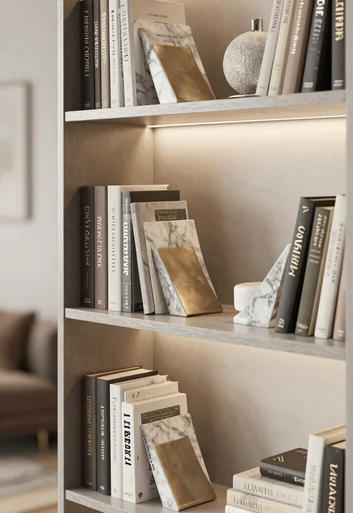 16 Tall Bookshelf Styling Ideas That Look Designer Curated - 6. Use Bookends Creatively 1