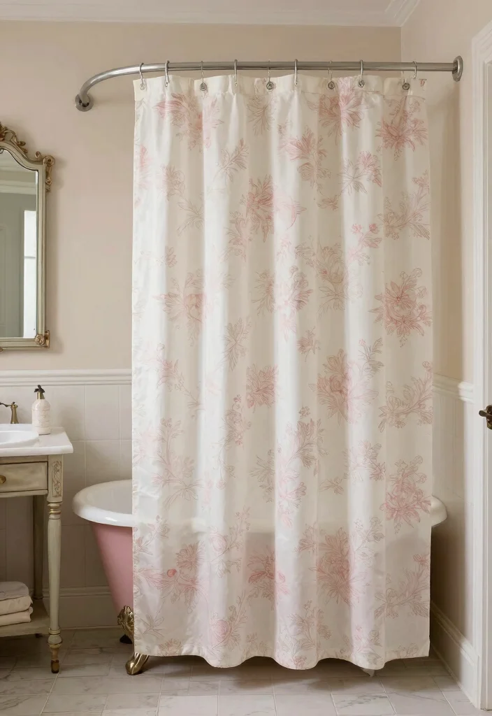 16 Tall Shower Curtains Ideas That Elevate Your Bathroom - 10. Vintage Charm 1
