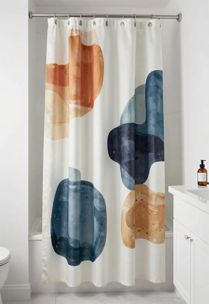 16 Tall Shower Curtains Ideas That Elevate Your Bathroom - 12. Artistic Prints for a Unique Flair 1