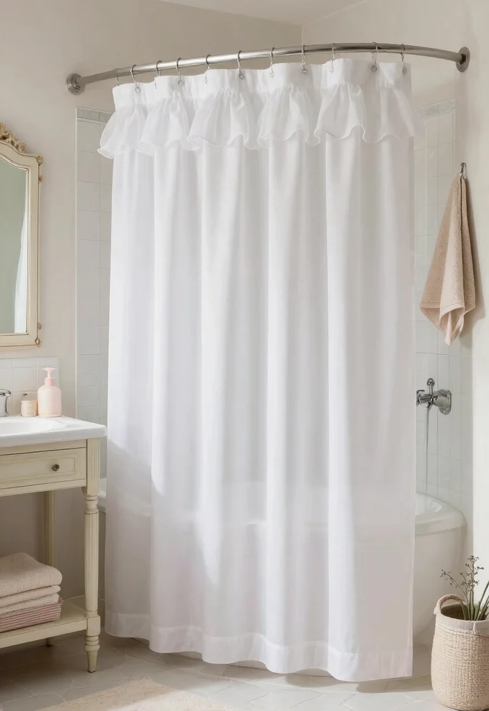 16 Tall Shower Curtains Ideas That Elevate Your Bathroom - 14. Chic Ruffled Designs 1