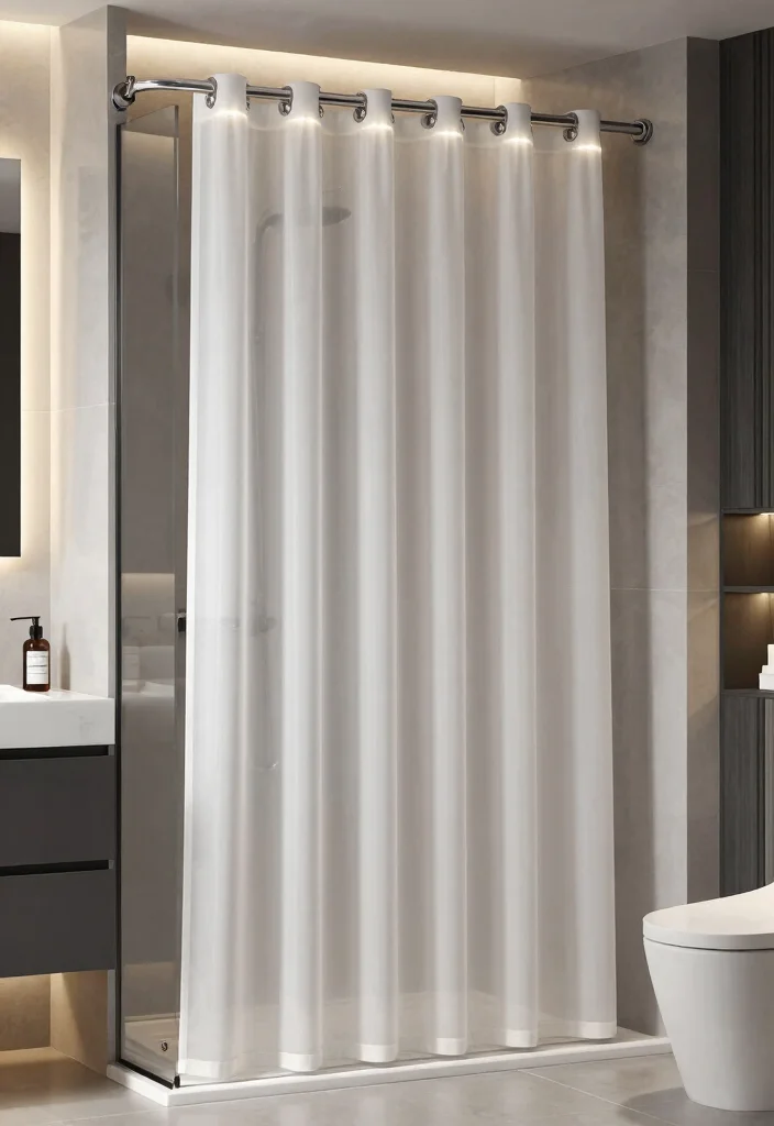 16 Tall Shower Curtains Ideas That Elevate Your Bathroom - 16. Smart Shower Curtain Technology 1