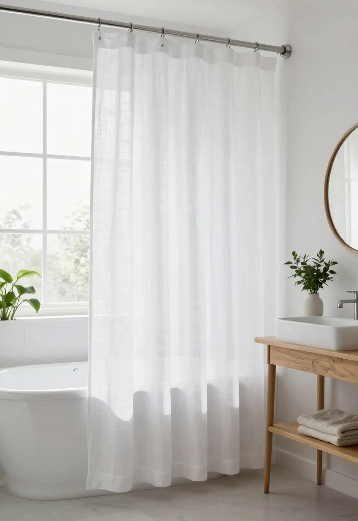 16 Tall Shower Curtains Ideas That Elevate Your Bathroom - 2. Minimalist White Linen 1