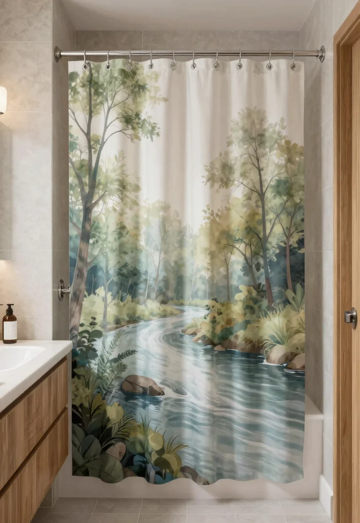 16 Tall Shower Curtains Ideas That Elevate Your Bathroom - 7. Nature-Inspired Designs 1