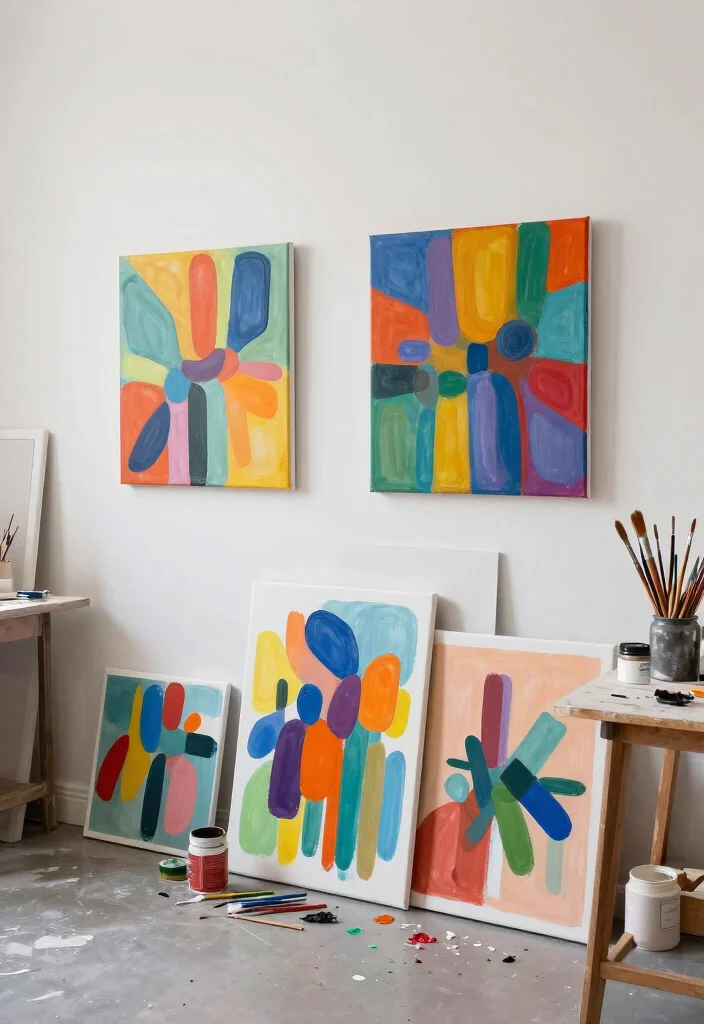 16 Wall Decor Crafts Ideas With Creative DIY Touch - 5. Painted Canvas Art 1