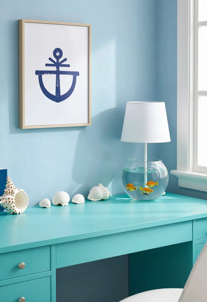 17 Blue Desk Setup Ideas With Clean Aesthetic Vibes - 1. Ocean-Inspired Workstation 1