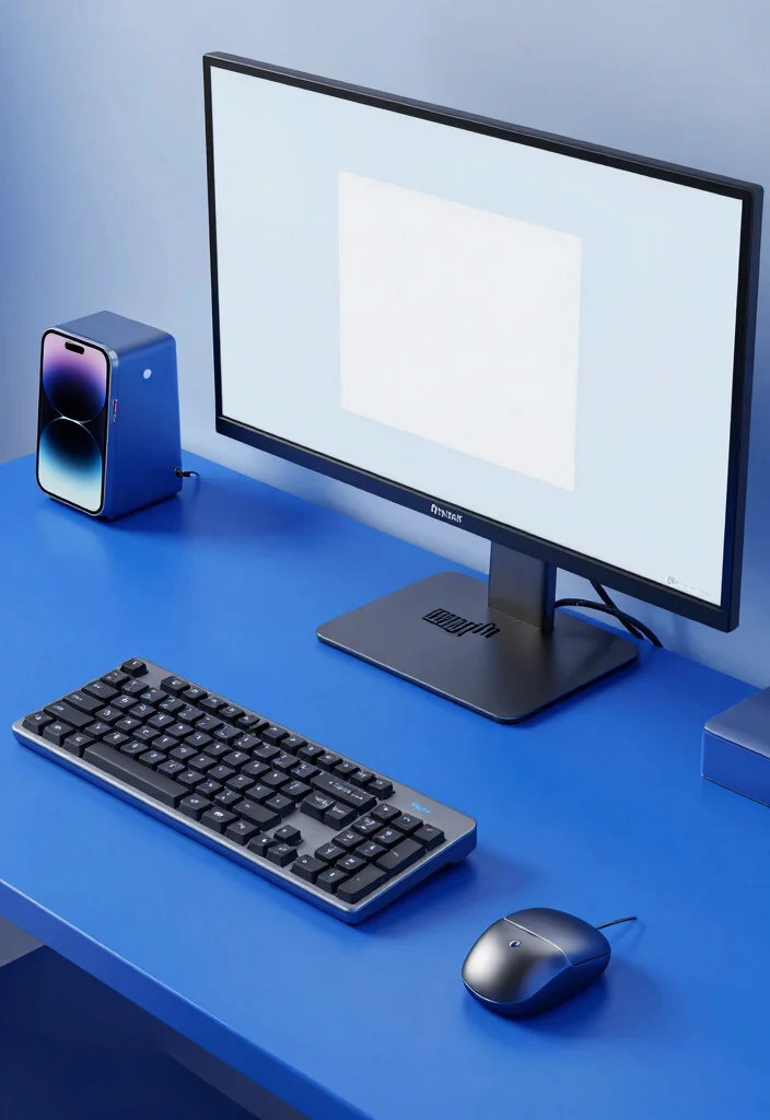 17 Blue Desk Setup Ideas With Clean Aesthetic Vibes - 16. Tech-Savvy Blue Space 1
