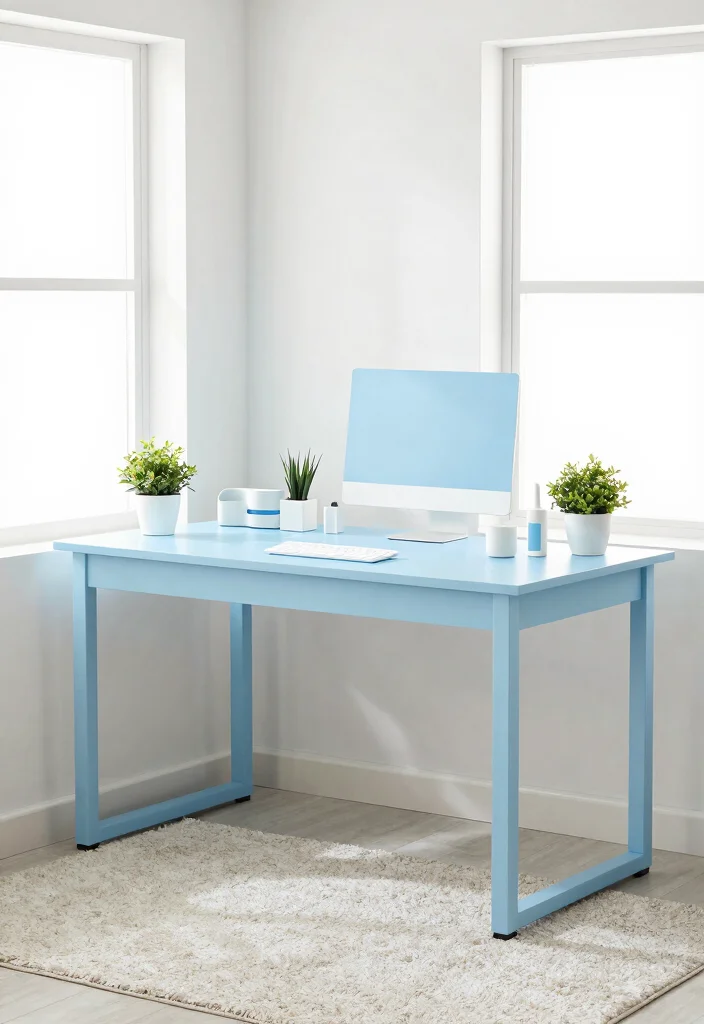 17 Blue Desk Setup Ideas With Clean Aesthetic Vibes - 3. Sky Blue Serenity 1