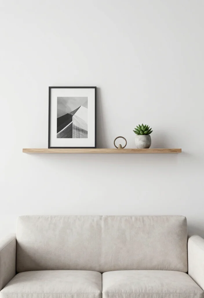 17 Bookshelf Above Couch Ideas That Elevate Your Living Room - 6. Minimalistic Approach 1