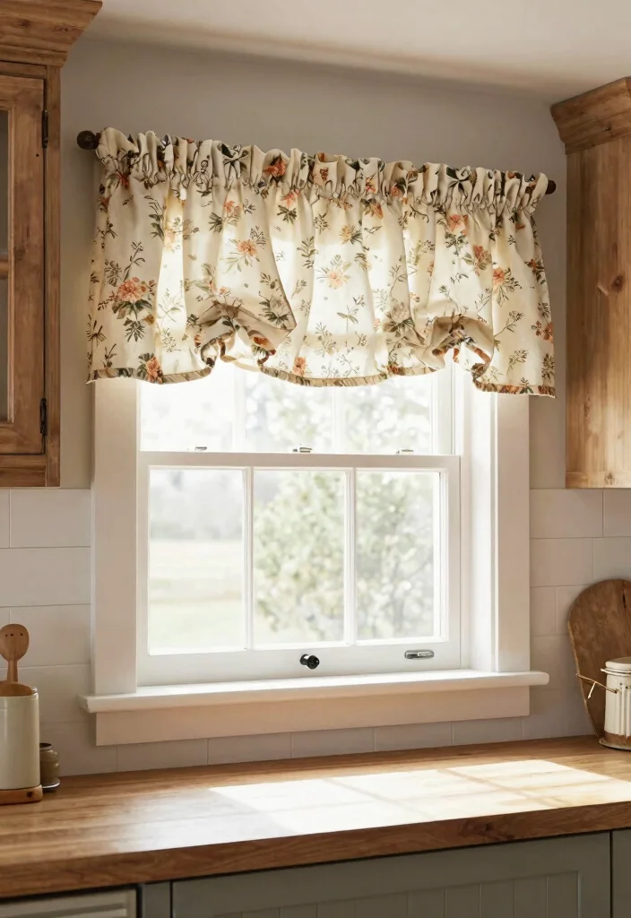 17 Curtains Kitchen Window Ideas With Charming Detail - 17. Farmhouse Style Valance 1
