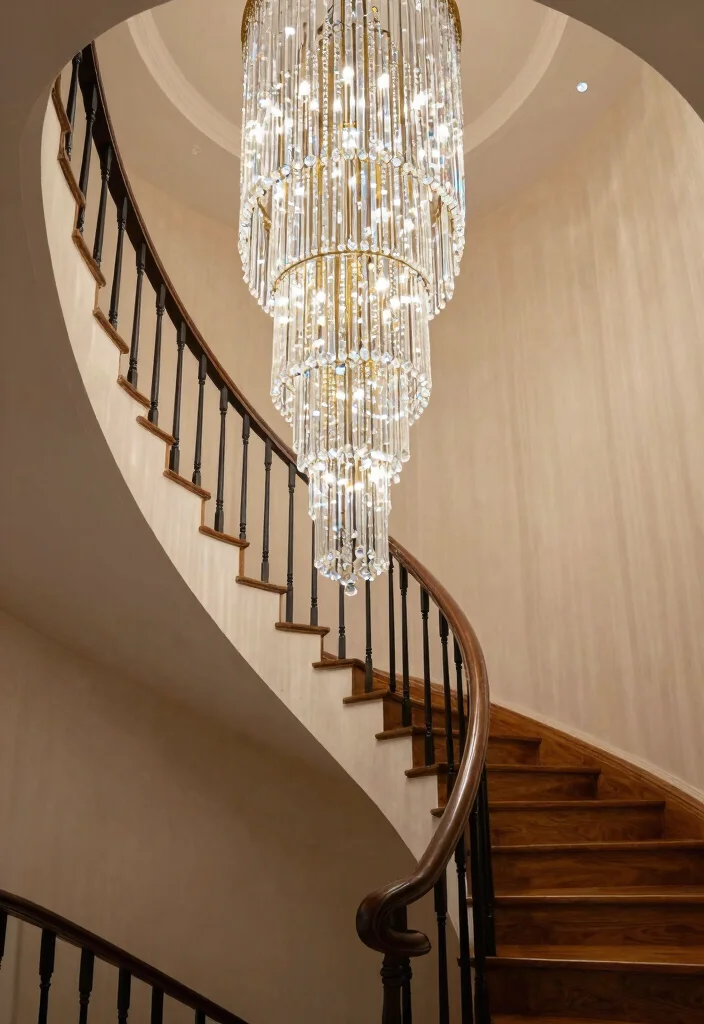 17 Staircase Chandelier Contemporary Ideas With Statement Glow - 2. Cascading Crystal Elegance 1