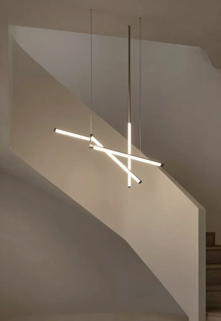 17 Staircase Chandelier Contemporary Ideas With Statement Glow - 4. Minimalist Linear Chandeliers 1