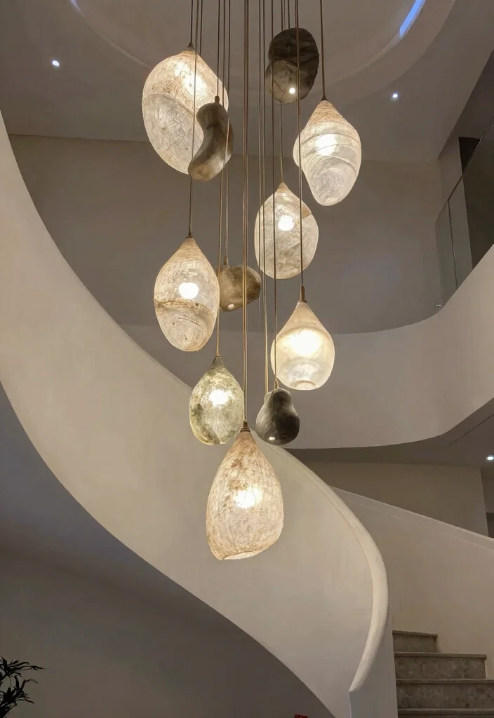 17 Staircase Chandelier Contemporary Ideas With Statement Glow - 5. Artistic Sculptural Lighting 1