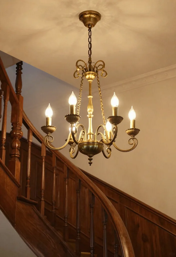 17 Staircase Chandelier Contemporary Ideas With Statement Glow - 6. Vintage-Inspired Fixtures 1