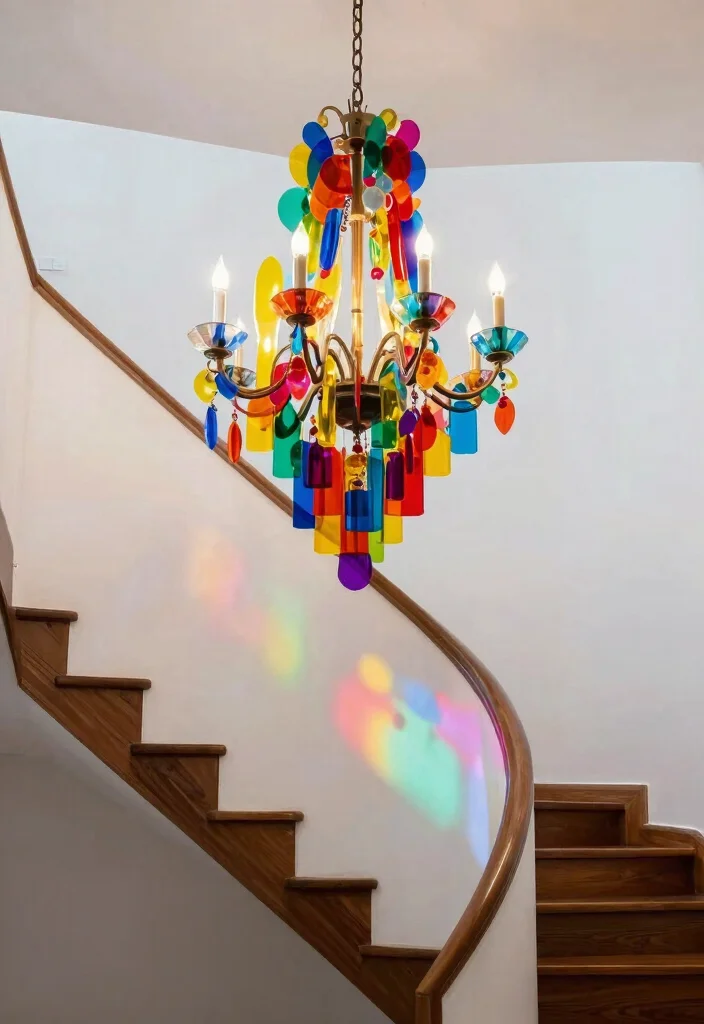 17 Staircase Chandelier Contemporary Ideas With Statement Glow - 7. Bold Colorful Chandeliers 1