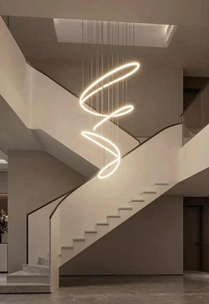 17 Staircase Chandelier Contemporary Ideas With Statement Glow - 8. Artistic LED Designs 1