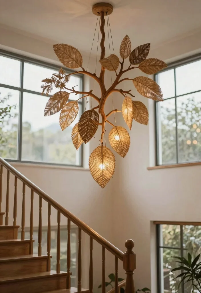 17 Staircase Chandelier Contemporary Ideas With Statement Glow - 9. Nature-Inspired Chandeliers 1