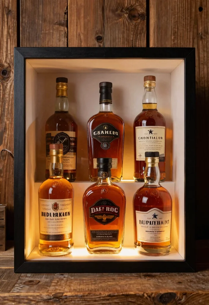 17 Whiskey Shelf Ideas With Bold Masculine Charm - 10. Creative Bottle Displays 1