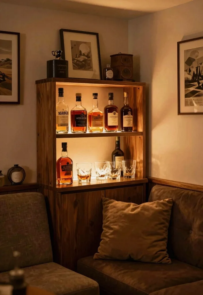 17 Whiskey Shelf Ideas With Bold Masculine Charm - 12. Corner Whiskey Nook 1