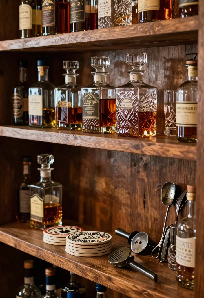17 Whiskey Shelf Ideas With Bold Masculine Charm - 13. Unique Bar Accessories 1