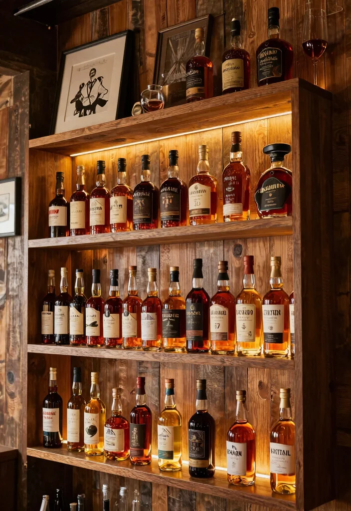 17 Whiskey Shelf Ideas With Bold Masculine Charm - 4. Open Wall Shelving 1