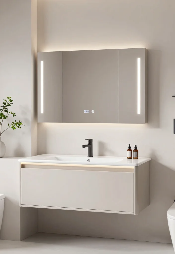 18 Bathroom Vanity and Mirror Ideas That Transform Your Space - 12. Integrated Technology for Modern Conveniences 1