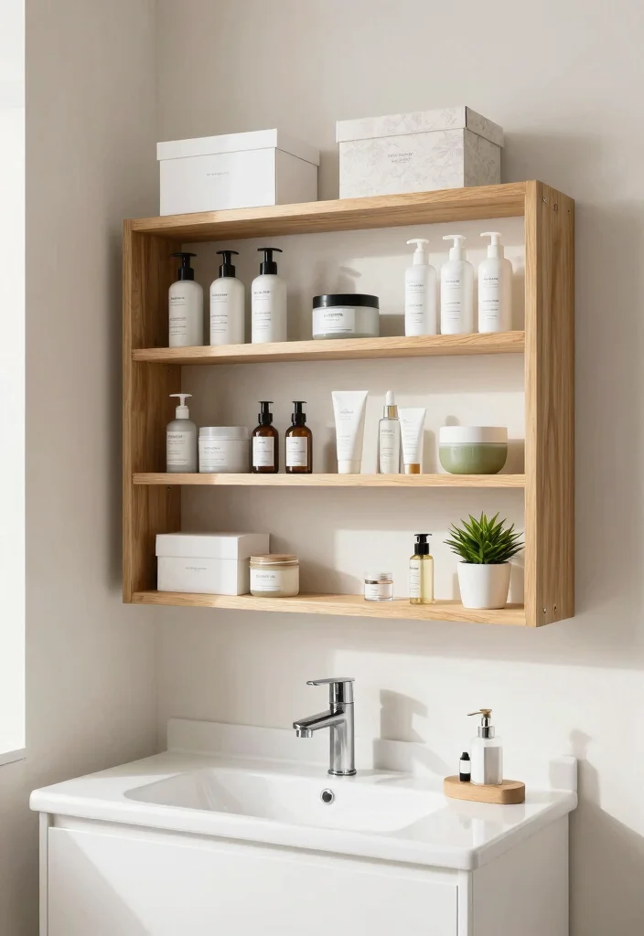 18 Bathroom Vanity and Mirror Ideas That Transform Your Space - 15. Open Shelving for a Chic Display 1
