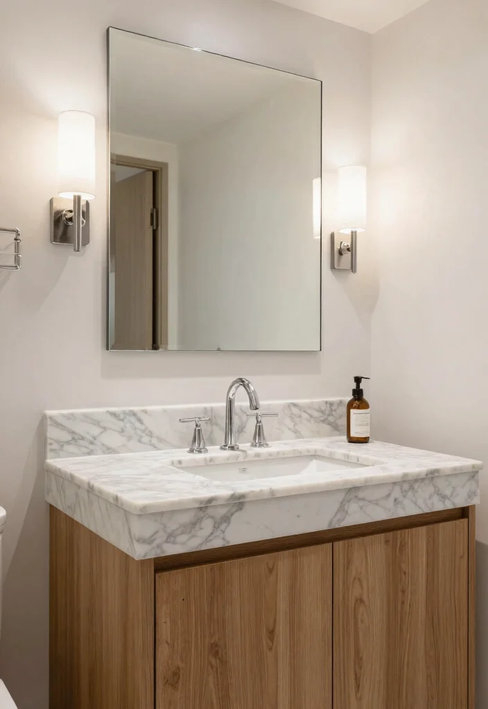 18 Bathroom Vanity and Mirror Ideas That Transform Your Space - 5. Luxurious Marble Touch 1