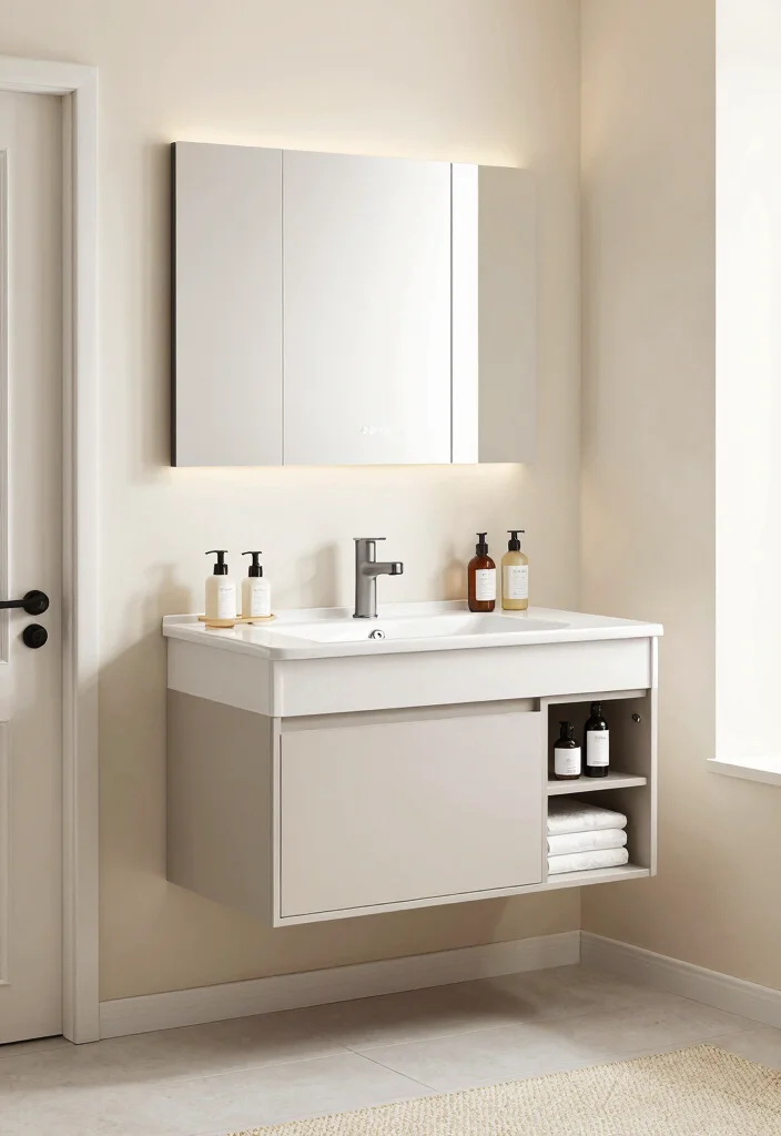 18 Bathroom Vanity and Mirror Ideas That Transform Your Space - 7. Space-Saving Vanities for Small Bathrooms 1