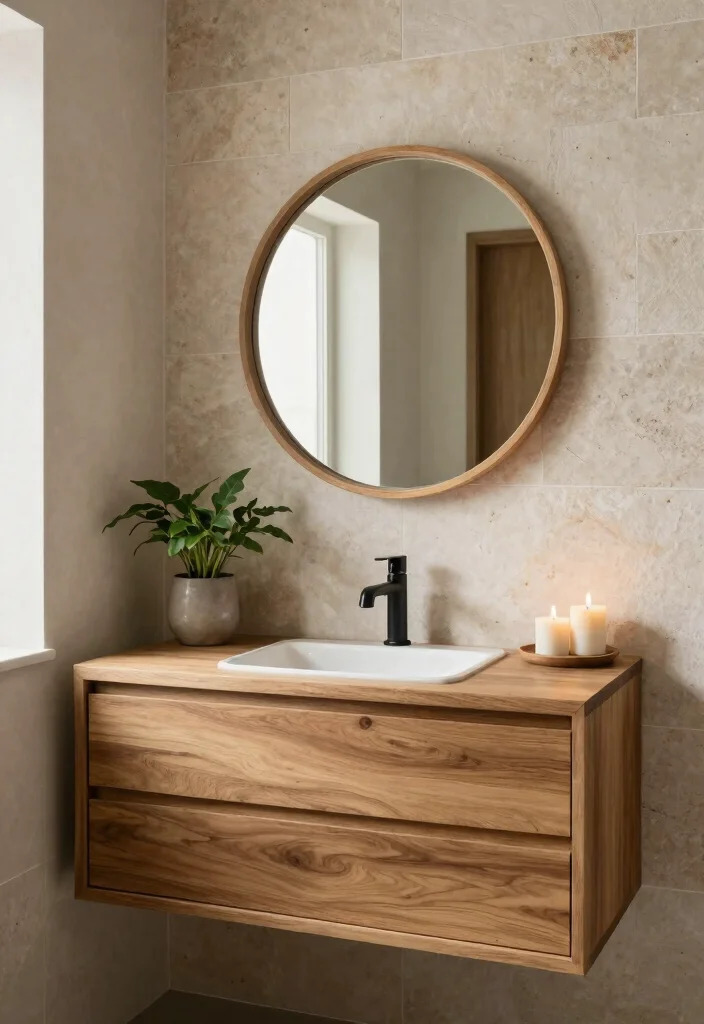 18 Bathroom Vanity and Mirror Ideas That Transform Your Space - 8. Natural Elements for a Zen Retreat 1