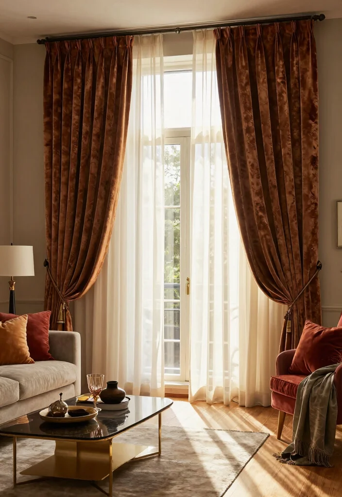 18 Floor Length Curtains Ideas That Add Instant Elegance - 14. Layered Fabrics for Textural Depth 1
