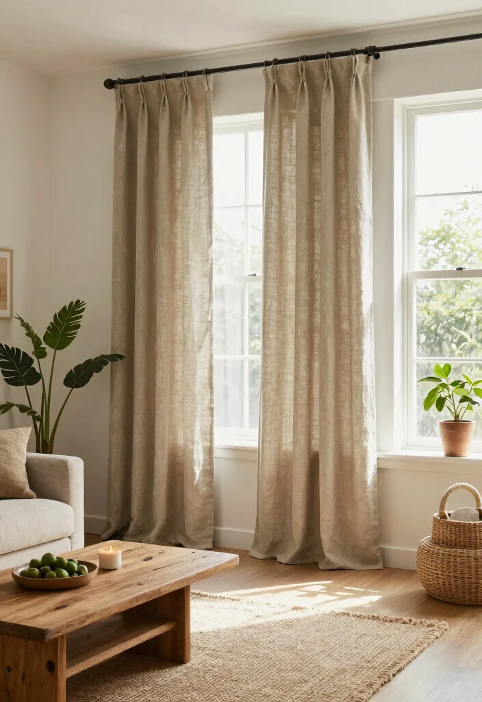 18 Floor Length Curtains Ideas That Add Instant Elegance - 15. Eco-Conscious Fabrics for a Sustainable Home 1