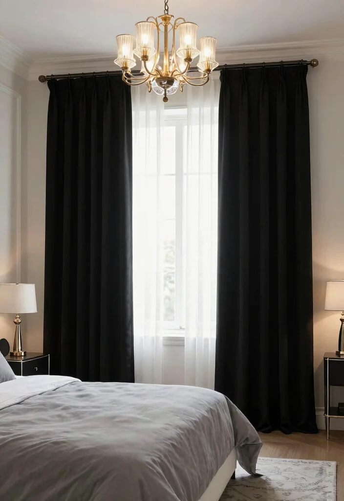 18 Floor Length Curtains Ideas That Add Instant Elegance - 18. Classic Black for Timeless Sophistication 1
