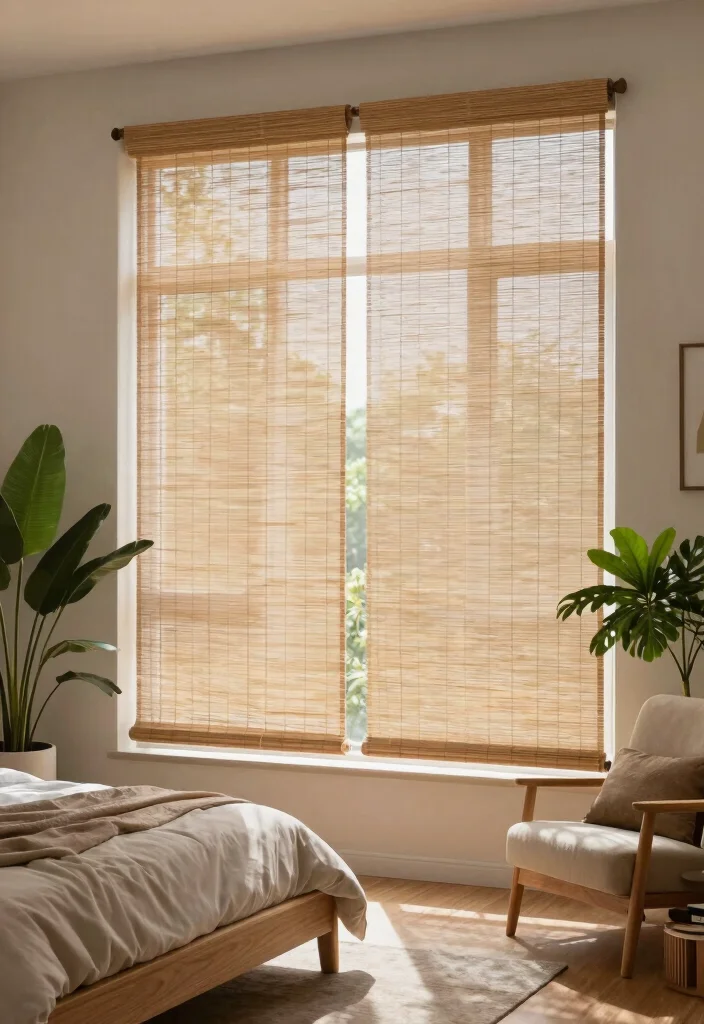 18 Floor Length Curtains Ideas That Add Instant Elegance - 6. Bamboo Shades for Eco-Friendly Charm 1