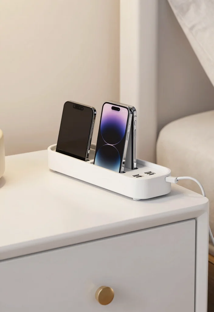 18 Nightstand Organization Ideas That Keep It Clutter Free - 12. Use a Clutter-Free Approach to Charging Stations 1