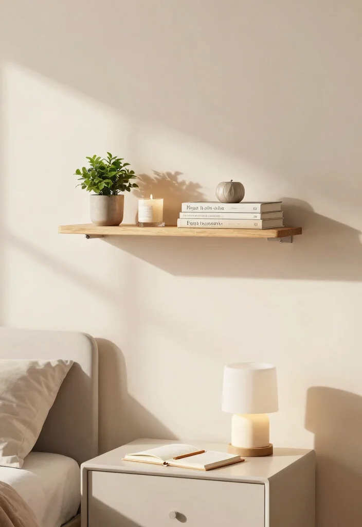 18 Nightstand Organization Ideas That Keep It Clutter Free - 3. Opt for Floating Shelves 1