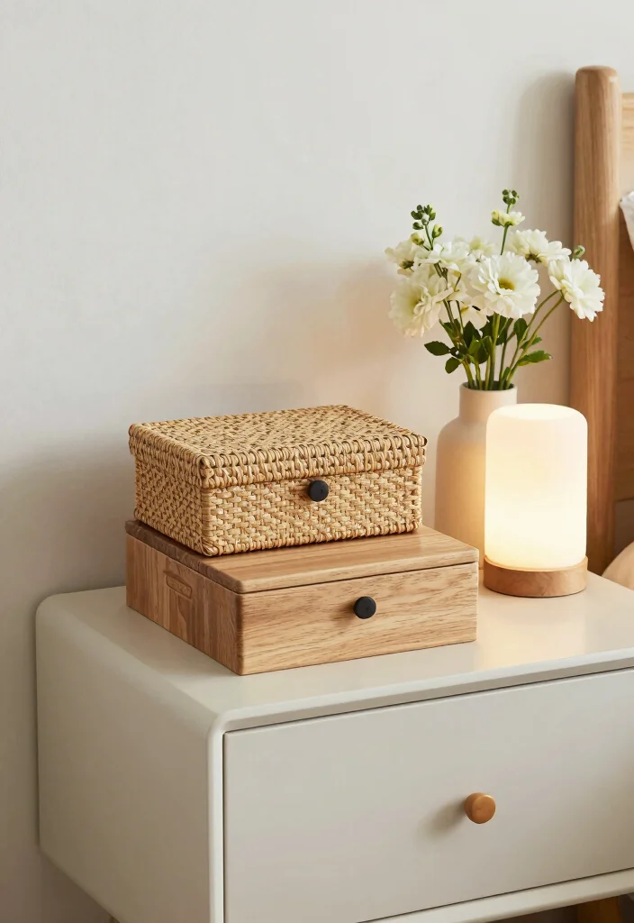 18 Nightstand Organization Ideas That Keep It Clutter Free - 5. Use Decorative Boxes 1