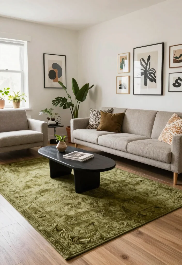 18 Olive Green Rug Ideas With Warm Modern Style - 11. Vintage Finds 1