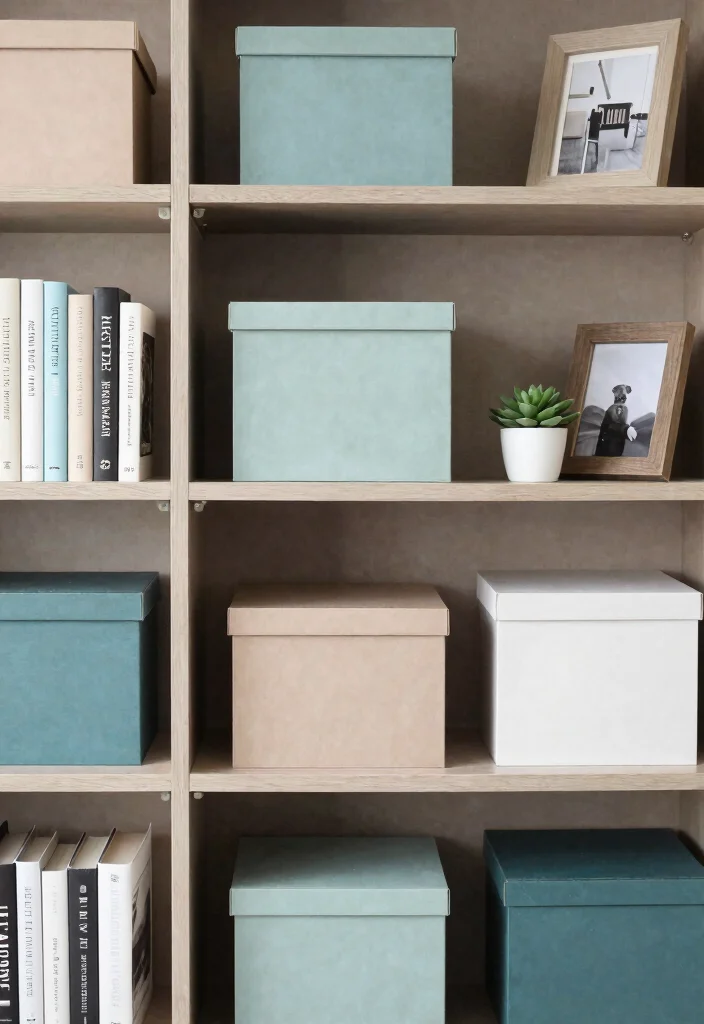 18 Small Bookshelf Ideas That Maximize Every Inch - 11. Stylish Storage Boxes Within Bookshelves 1
