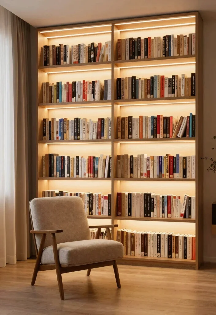 18 Small Bookshelf Ideas That Maximize Every Inch - 16. Bookshelf with Integrated Lighting 1