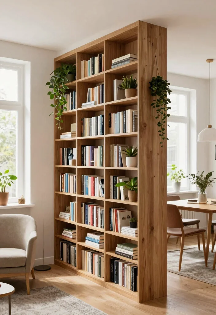 18 Small Bookshelf Ideas That Maximize Every Inch - 6. Bookshelf as Room Divider 1
