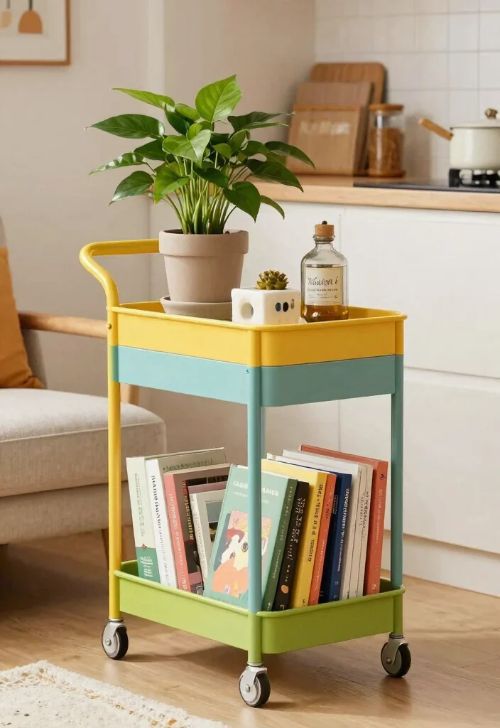 18 Small Bookshelf Ideas That Maximize Every Inch - 7. Stylish Book Carts 1