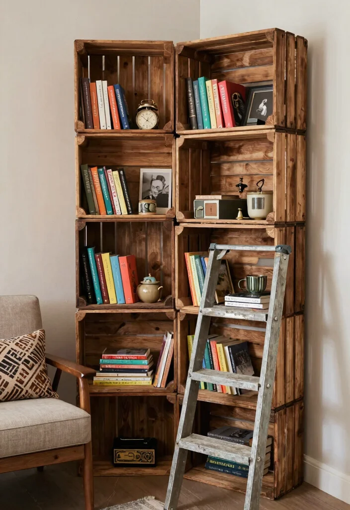 18 Small Bookshelf Ideas That Maximize Every Inch - 9. Repurposed Furniture Shelves 1
